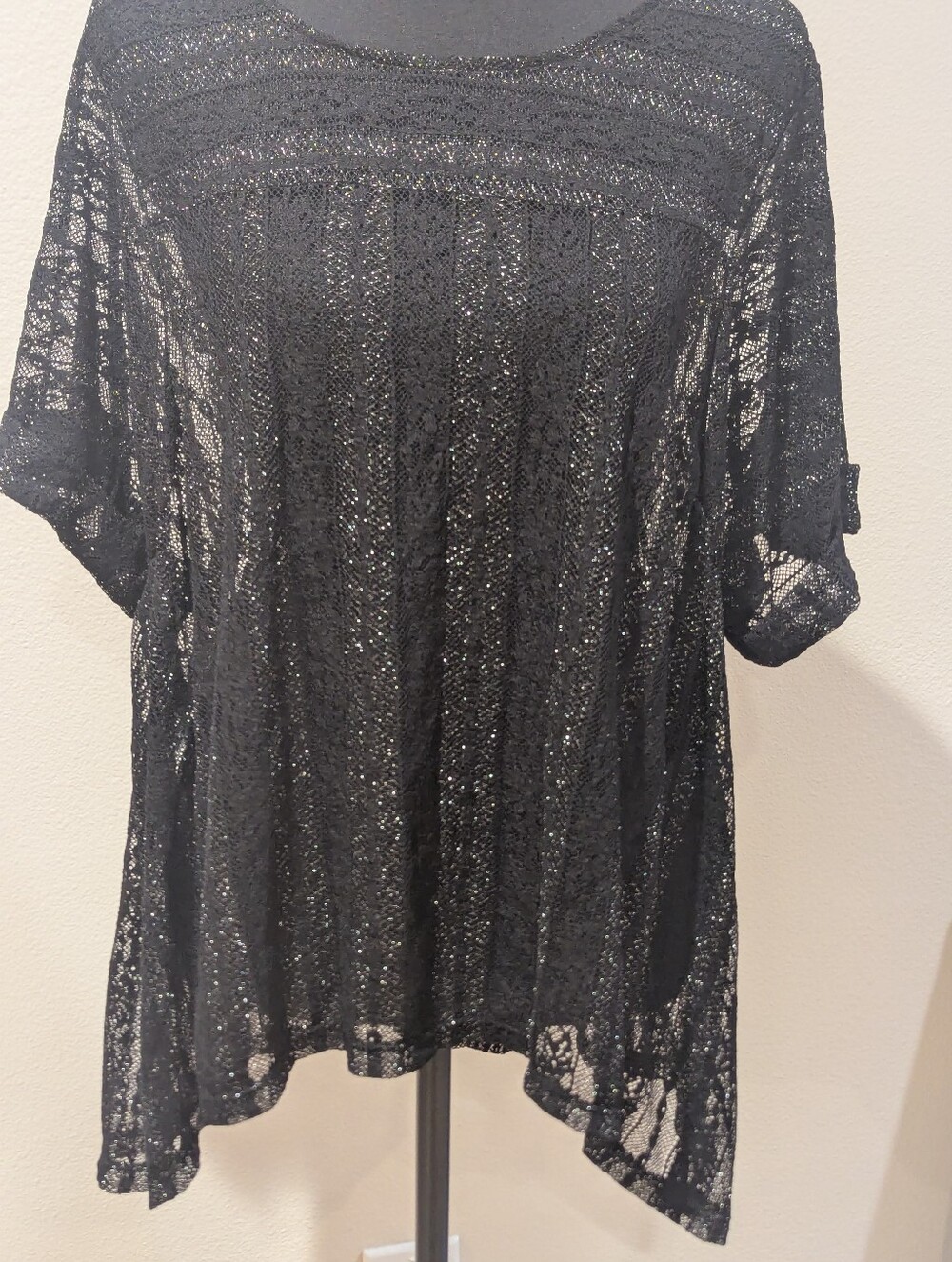 Style & Co. Black Sheer Lace Tunic Top